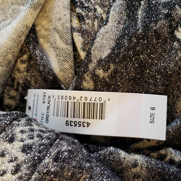 R & M Richards Back Draped Sleeve Cocktail Dress in Grey & Black Size 6 - Picture 8 of 11